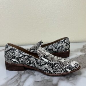 Madewell Women Size 6 The Frances Snakeskin Leather Pointed Toe Loafers Slip On